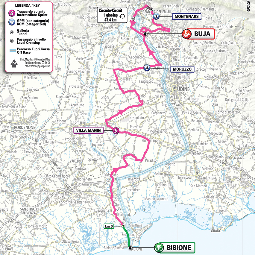 Planimetria/Map tappa 1 Giro d'Italia Women 2026